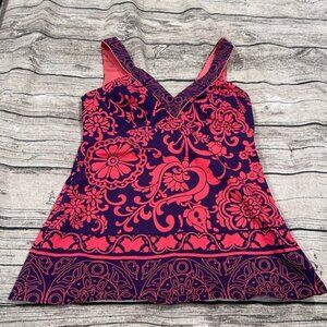 Gorgeous Hale Bob Sleeveless Blouse in Coral and Purple Size Medium